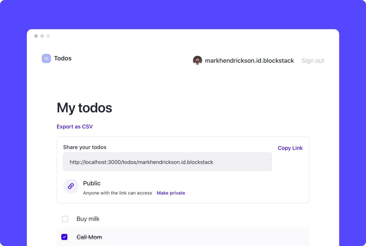 "Public to-dos" screen